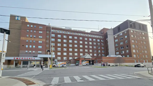 Brantford General Hospital and its emergency entrance in Brantford, Ontario
