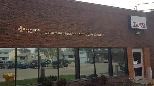 The entrance of Lacombe Hospital and Care Centre in Lacombe, Alberta