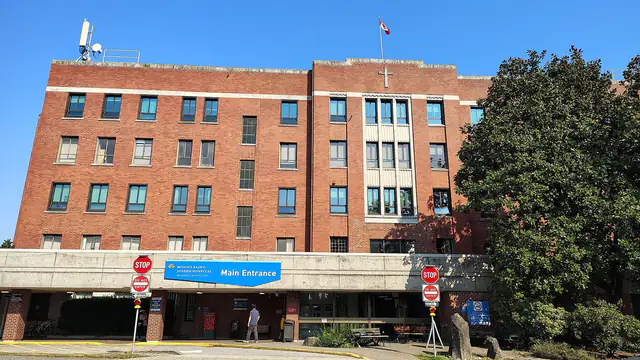 The main entrance of Mount Saint Joseph Hospital in Vancouver, British Columbia