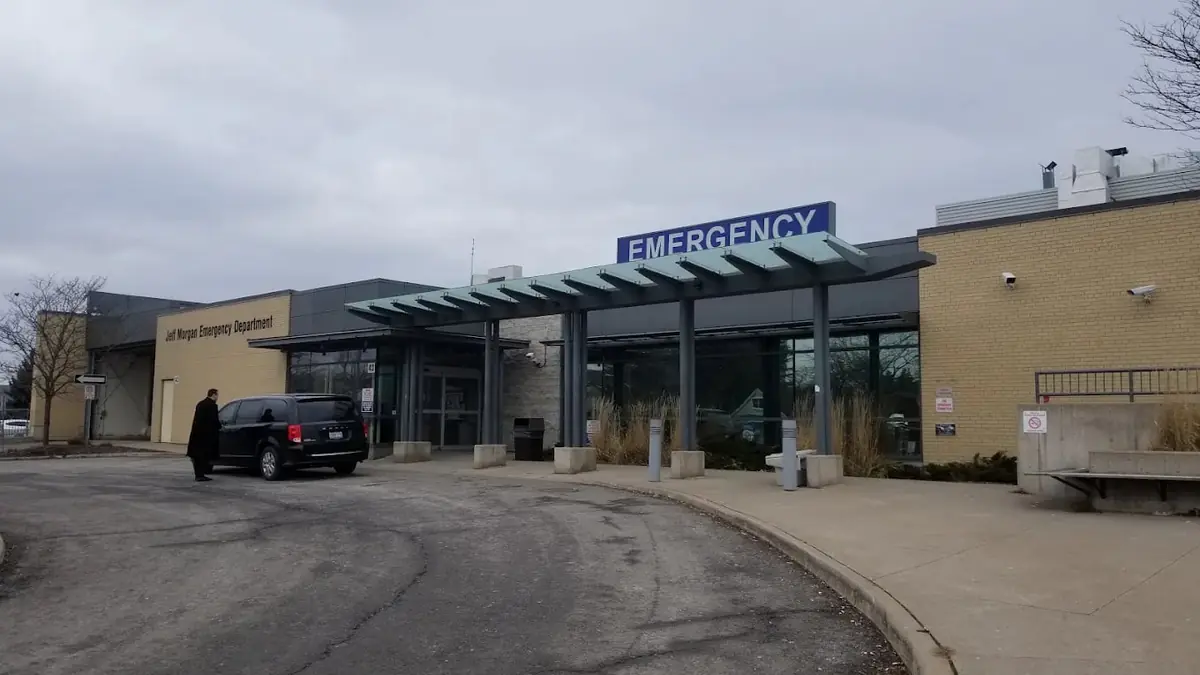 The Jeff Morgan Emergency Department entrance at Niagara Falls Hospital in Niagara Falls, Ontario