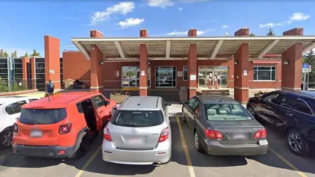 The brick entrance of Northeast Community Health Centre in Edmonton, Alberta