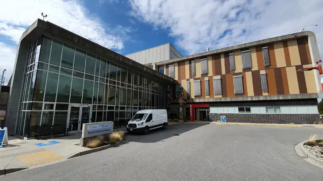 The north tower entrance of Sechelt Hospital in Sechelt, British Columbia