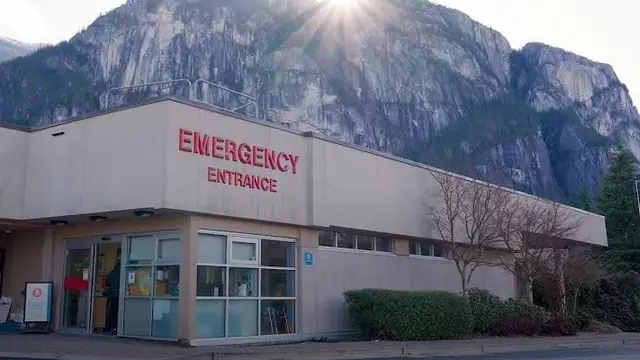 The emergency entrance of Squamish General Hospital in Squamish, British Columbia