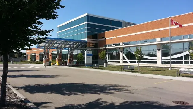 The main entrance of Strathcona Community Hospital in Sherwood Park, Alberta