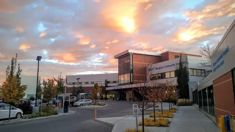 The main entrance of Sturgeon Community Hospital in St. Albert, Alberta