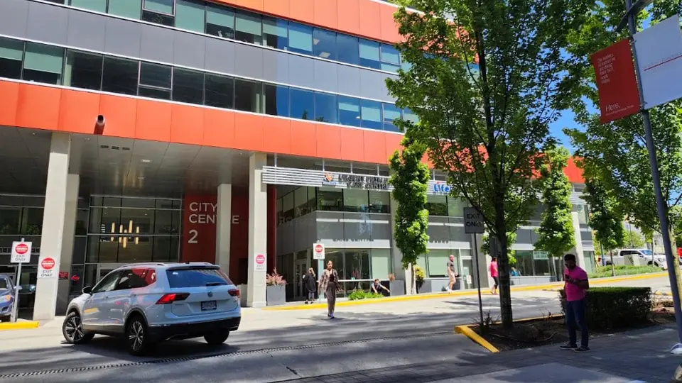 The entrance of Surrey Whalley UPCC at City Centre 2 in Surrey, British Columbia