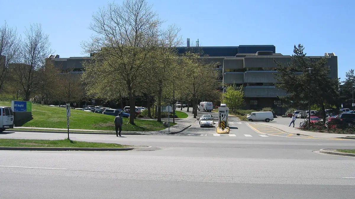 UBC Hospital and its entrance driveway on the University of British Columbia campus in Vancouver