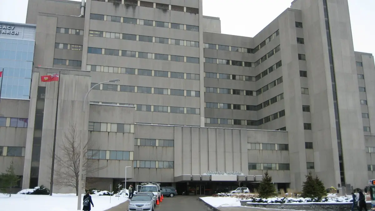 Main entrance of University Hospital in London, Ontario