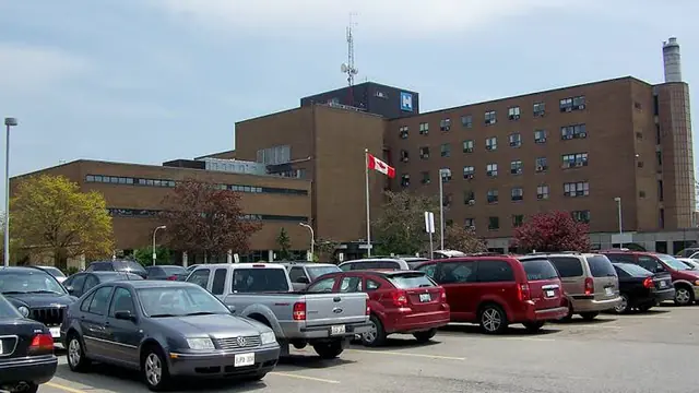 Welland Hospital and its parking lot in Welland, Ontario