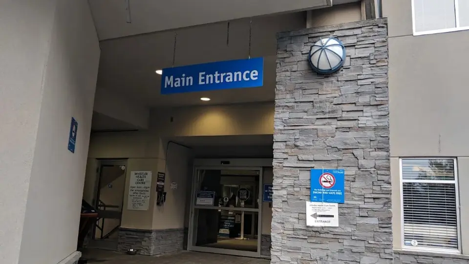 The main entrance of Whistler Health Care Centre in Whistler, British Columbia
