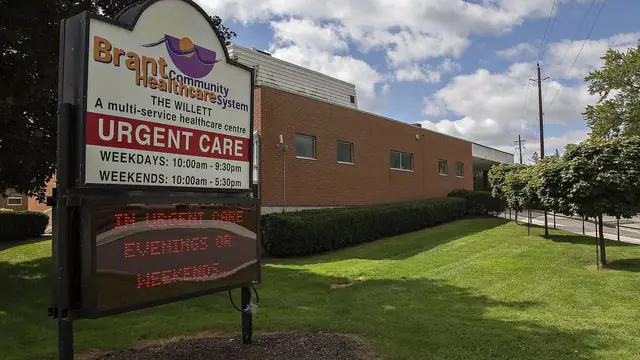 The Willett urgent care sign and building in Paris, Ontario